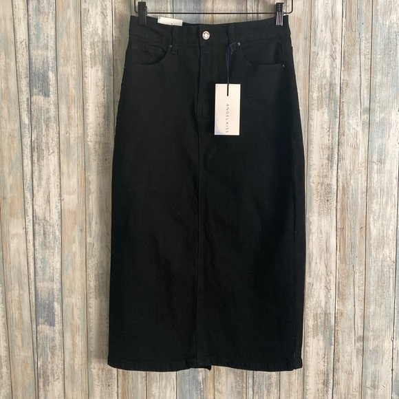 NWT Angel Kiss Black Wash Long Denim Skirt | Size Medium - Picture 8 of 8